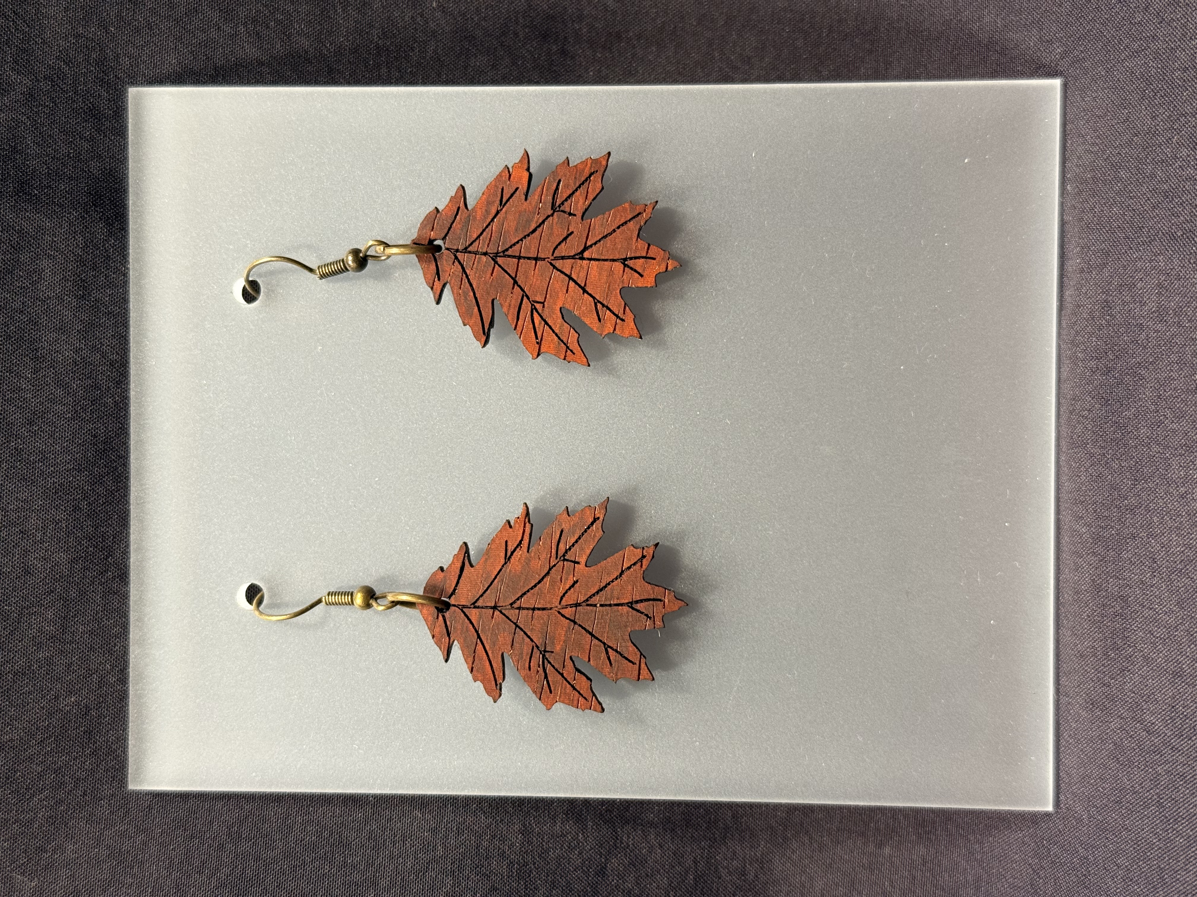wood Leaf Earrings
