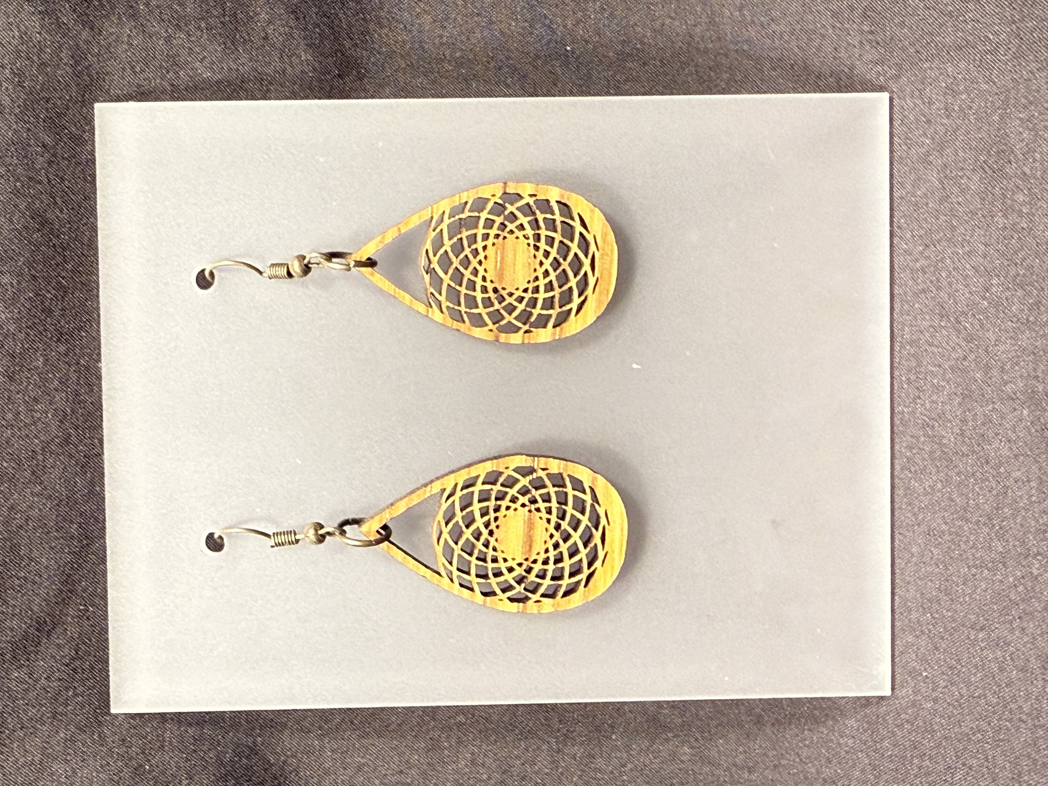 Wooden geometric Teardrop Earring