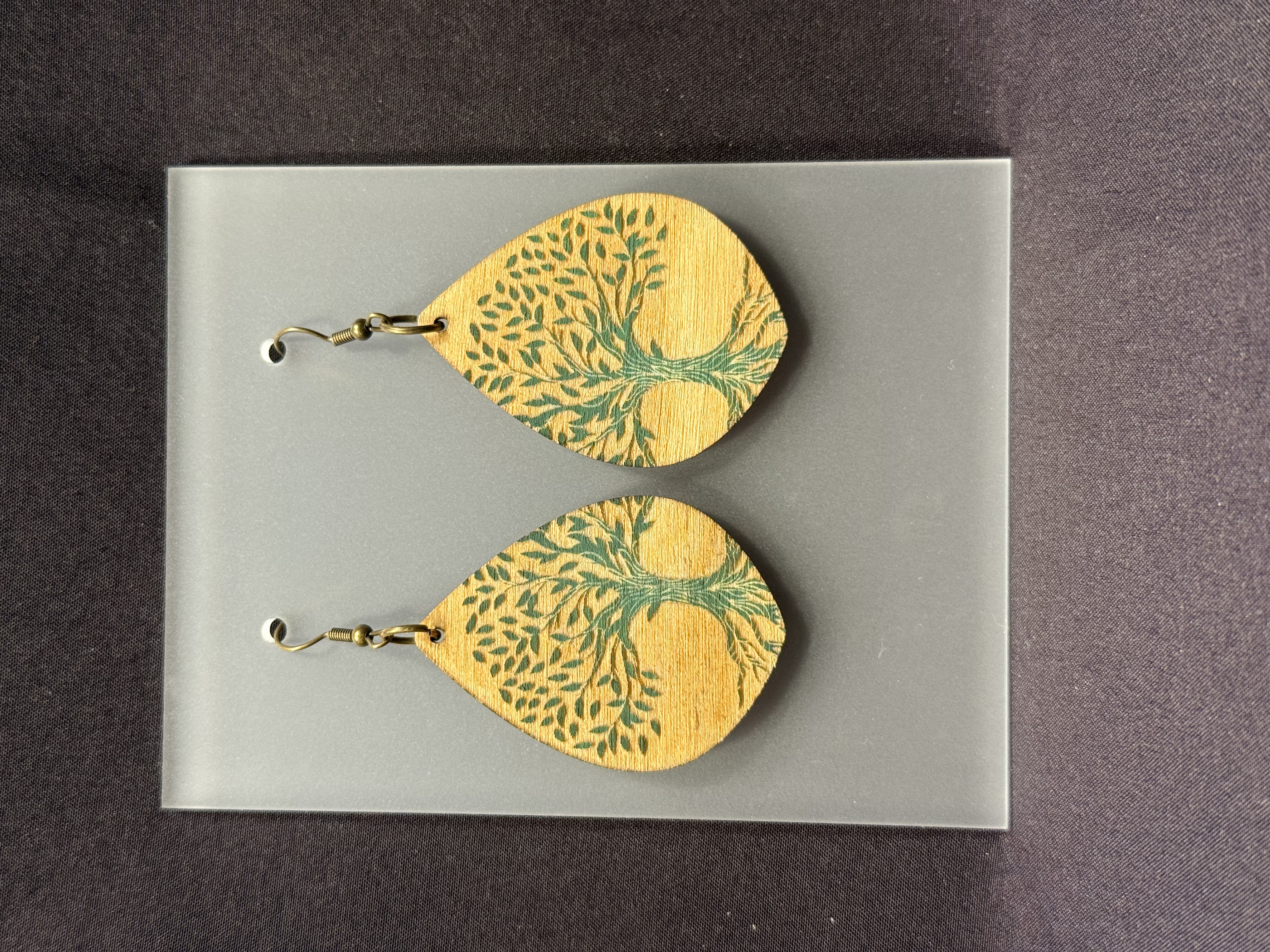 Wooden Tree of Life Earring