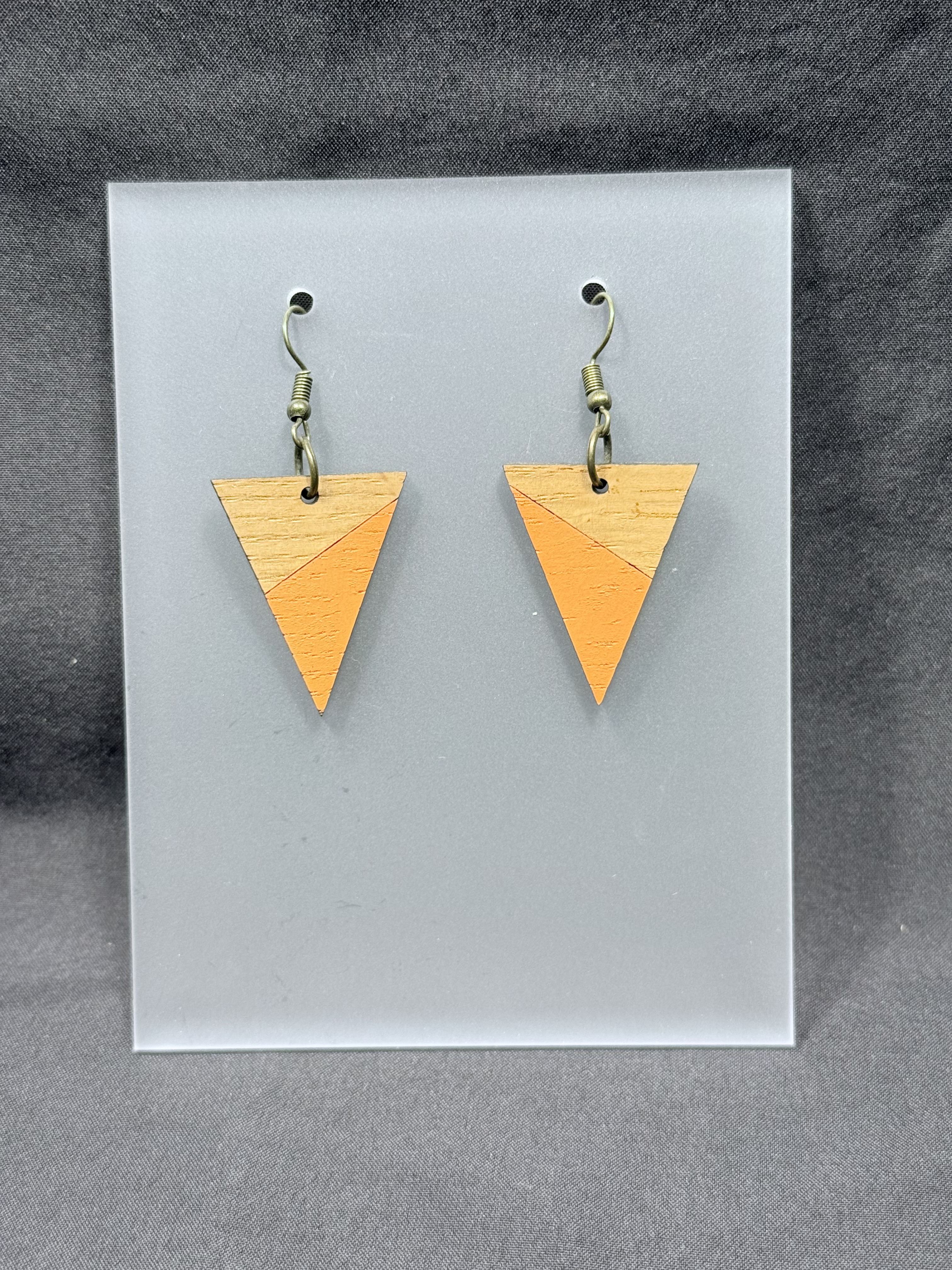 Geometric two tone Wooden Triangle Earring