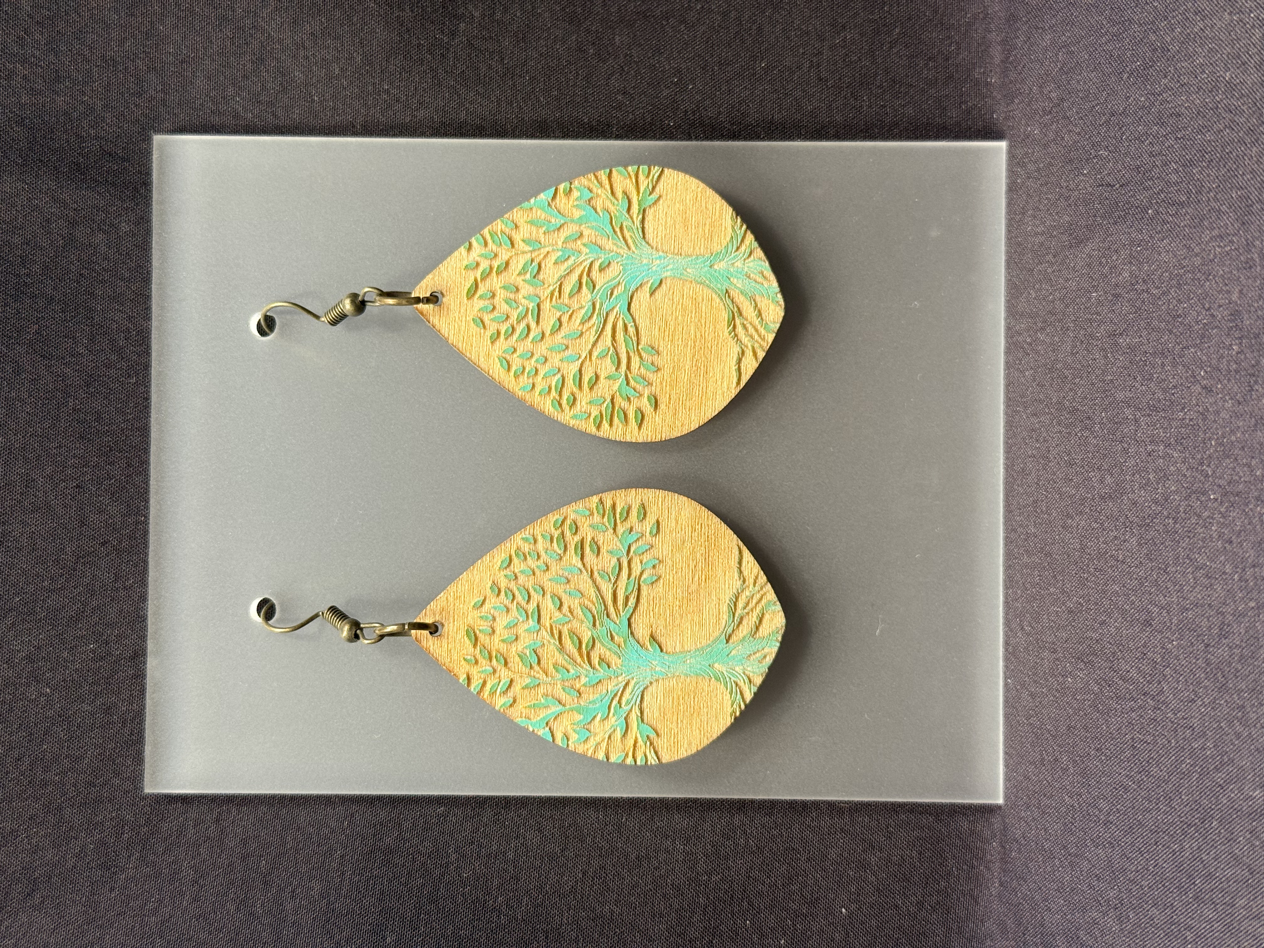 Wooden Tree of Life Earring