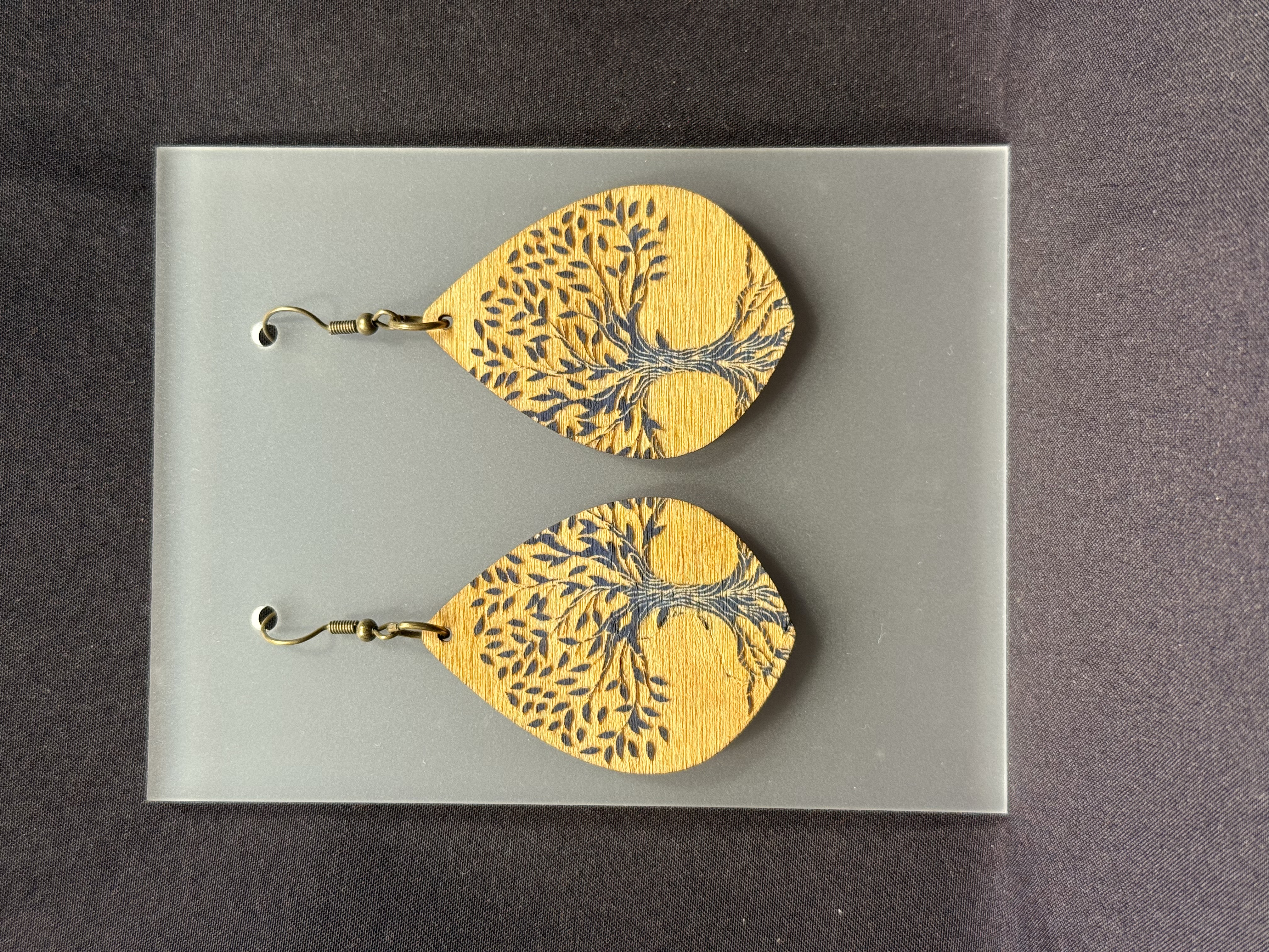Wooden Tree of Life Earring