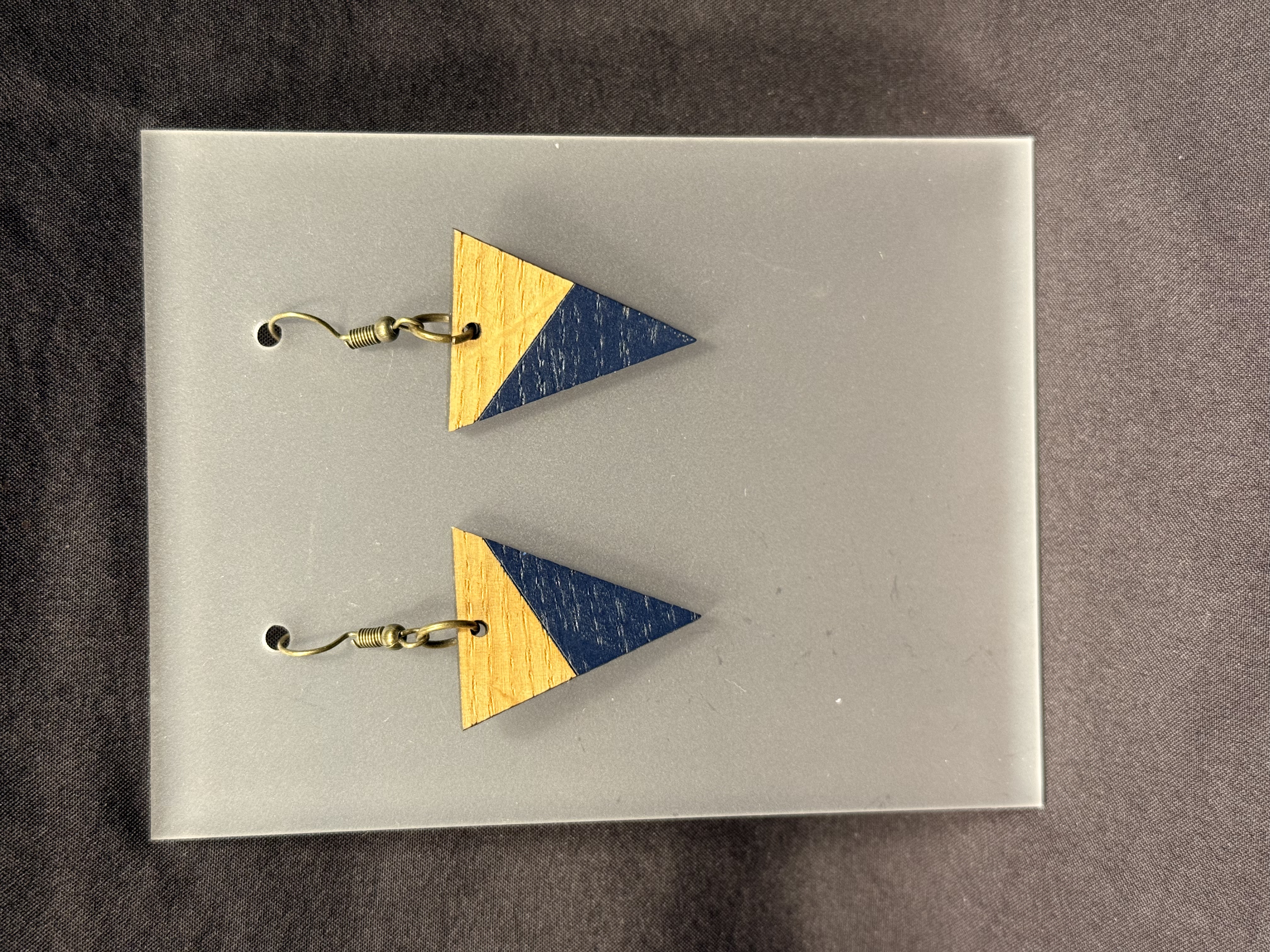 Geometric two tone Wooden Triangle Earring