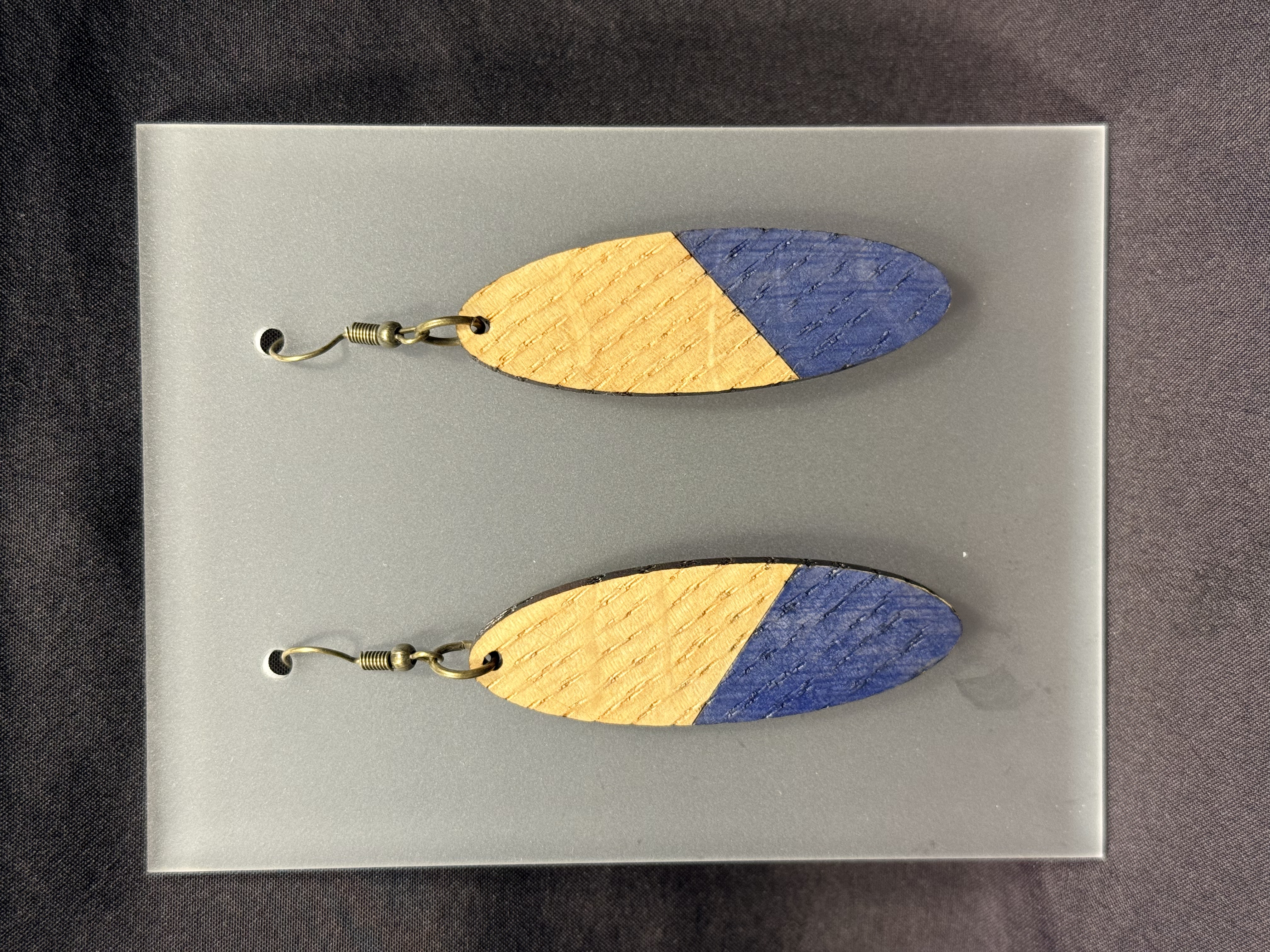 Wooden two tone Oval Earring