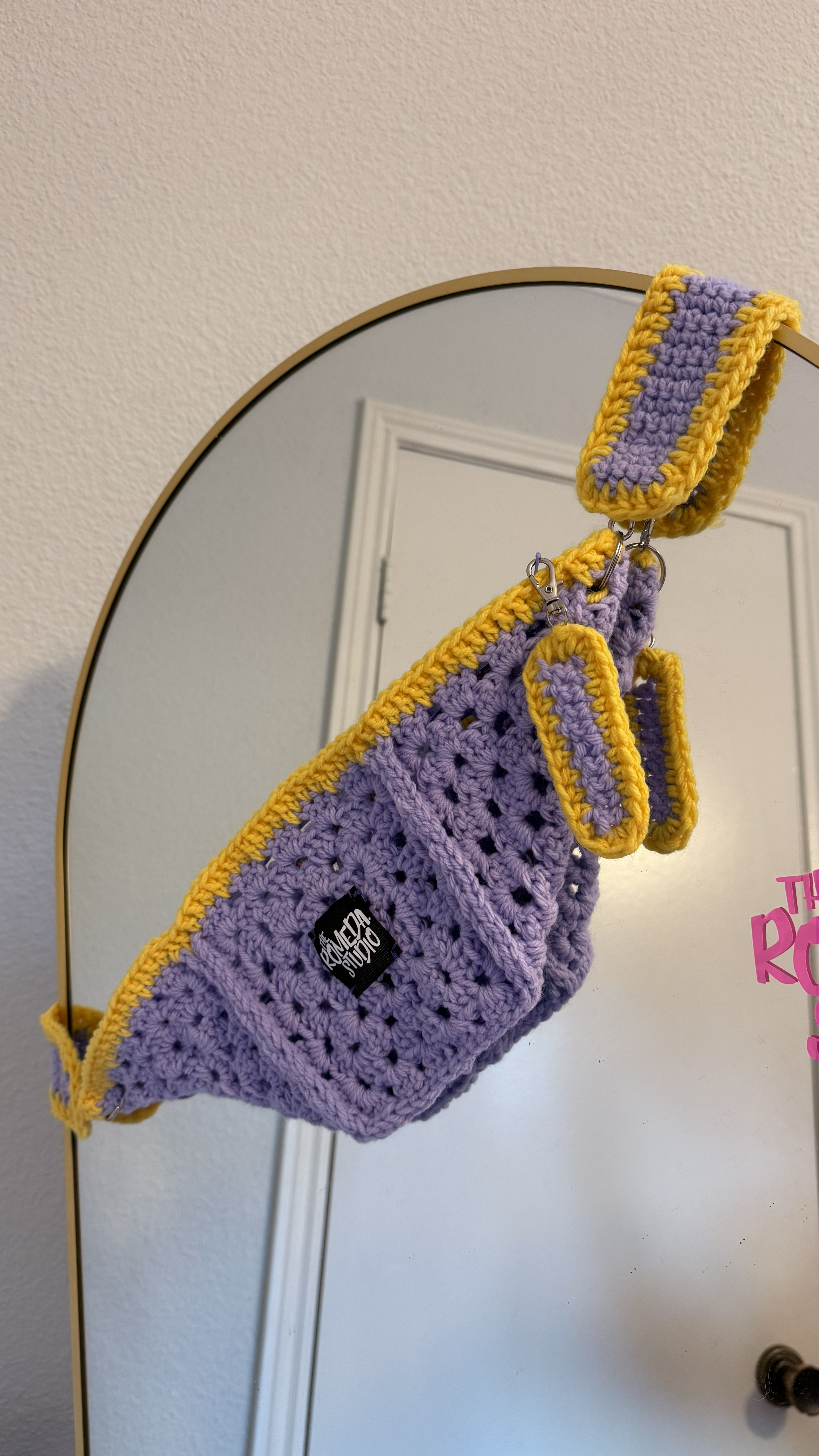 Purple - Yellow Crochet bag
