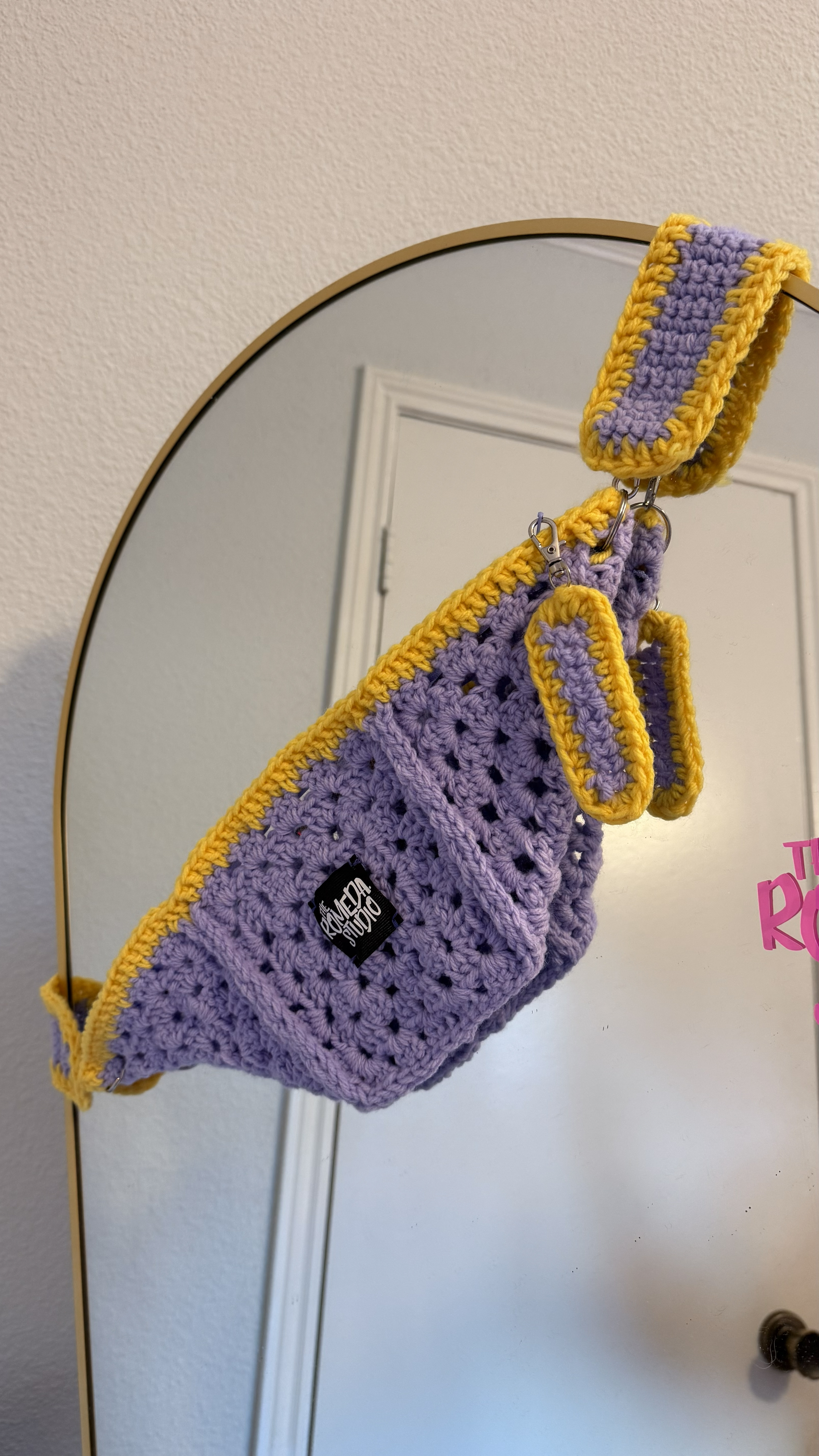 Purple - Yellow Crochet bag