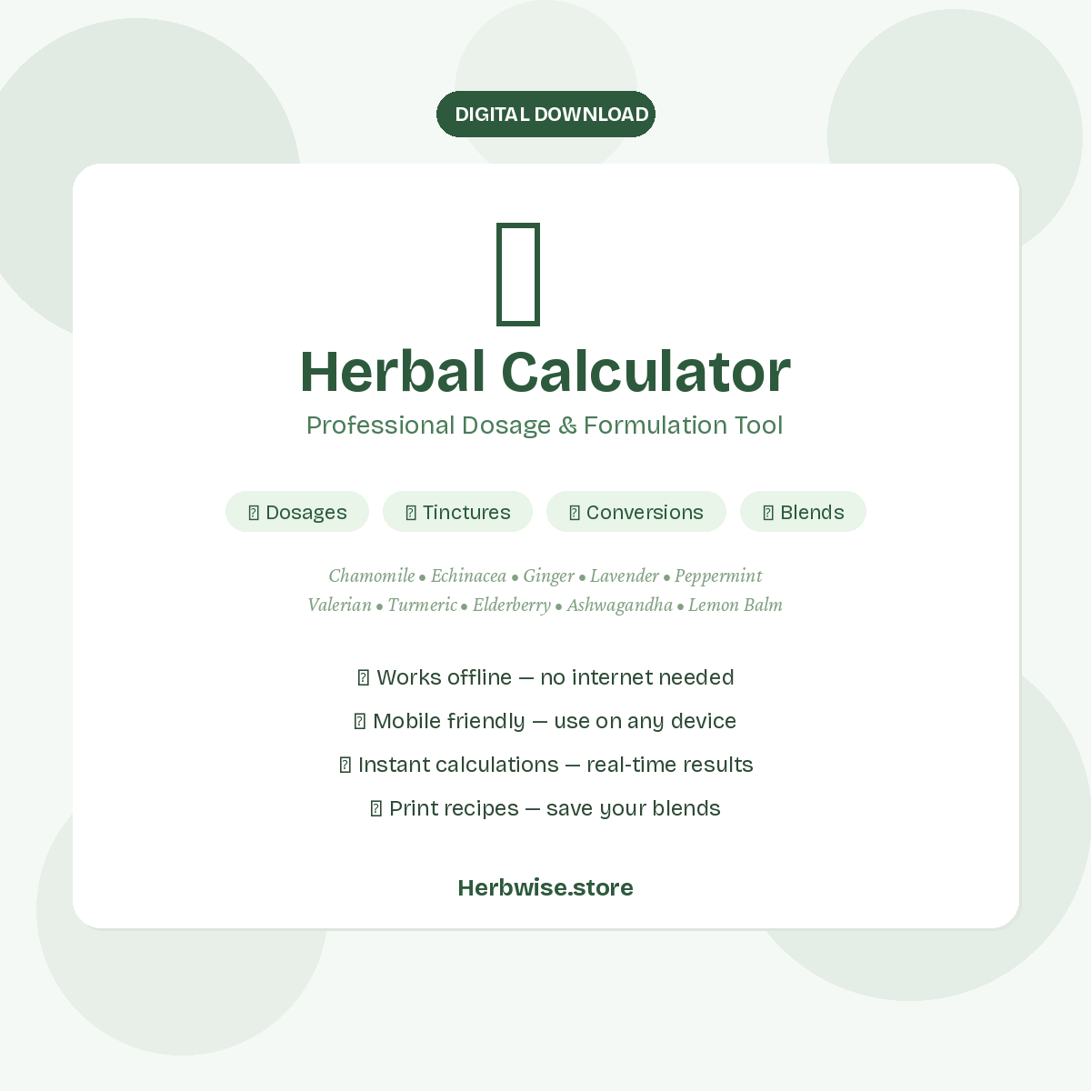 Herbal Calculator - Professional Dosage & Formulation Tool