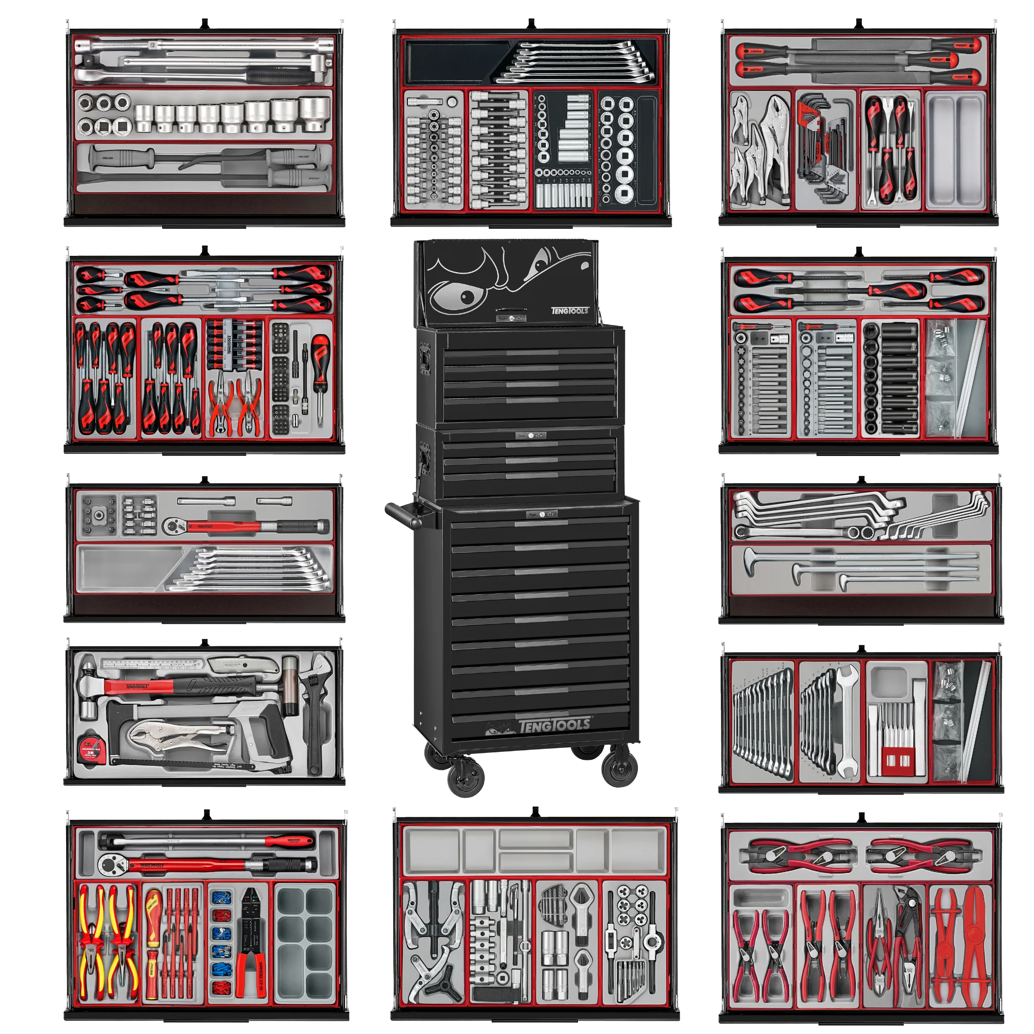 Juego de herramientas manuales Mega Master de 1033 piezas, 26 pulgadas de ancho, color negro