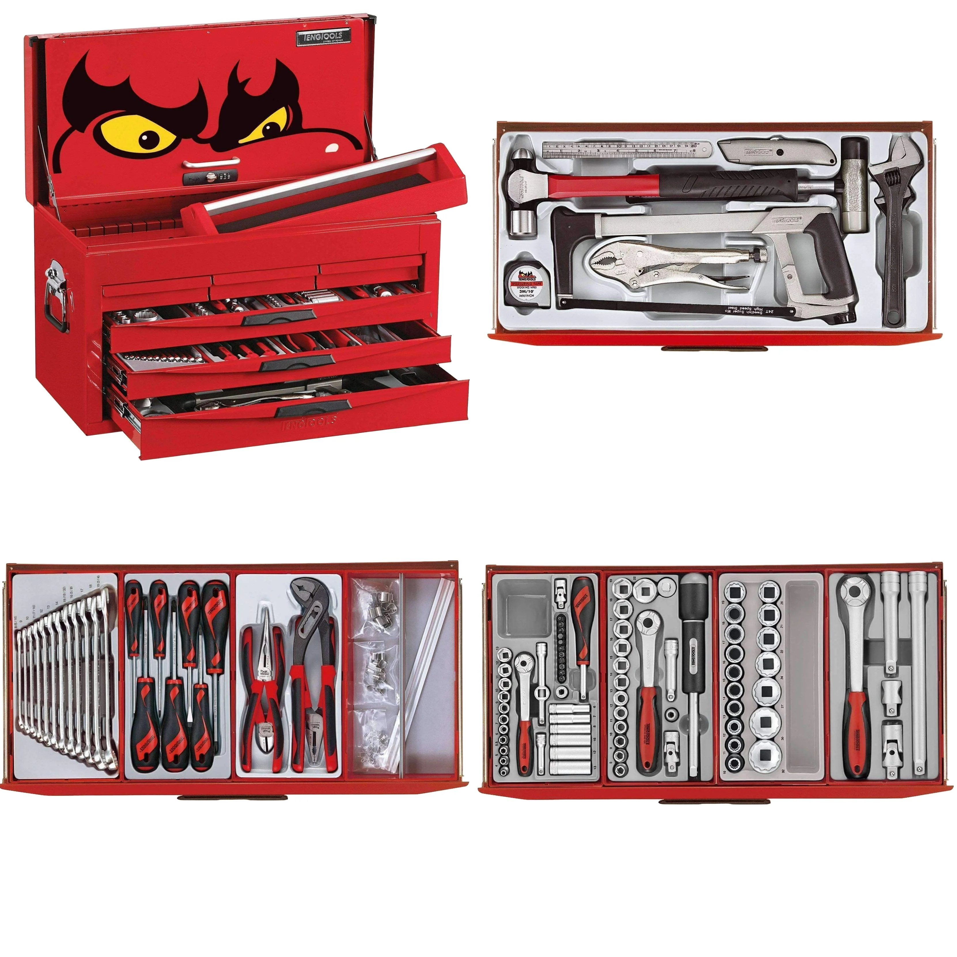 Teng Tools TC8140NF - Kit completo de herramientas de servicio mixto de 140 piezas + 1 caja de herramientas resistente