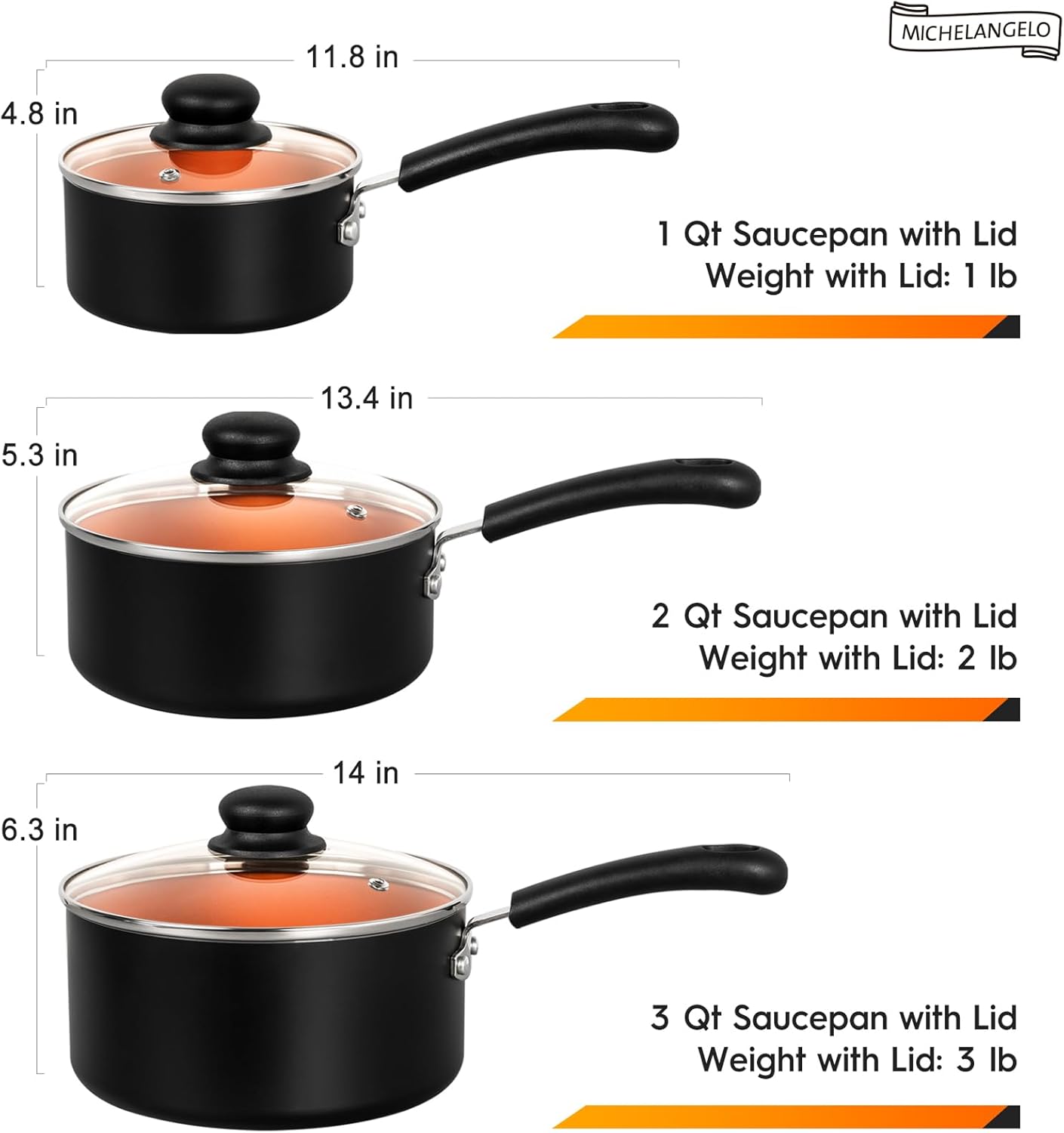 Michelangelo Nonstick Sauce Pan with Lid