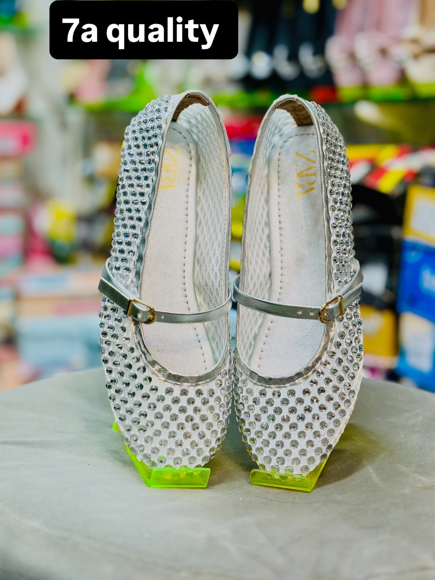 Zara glitter ballet flats with a side buckle fastening. 