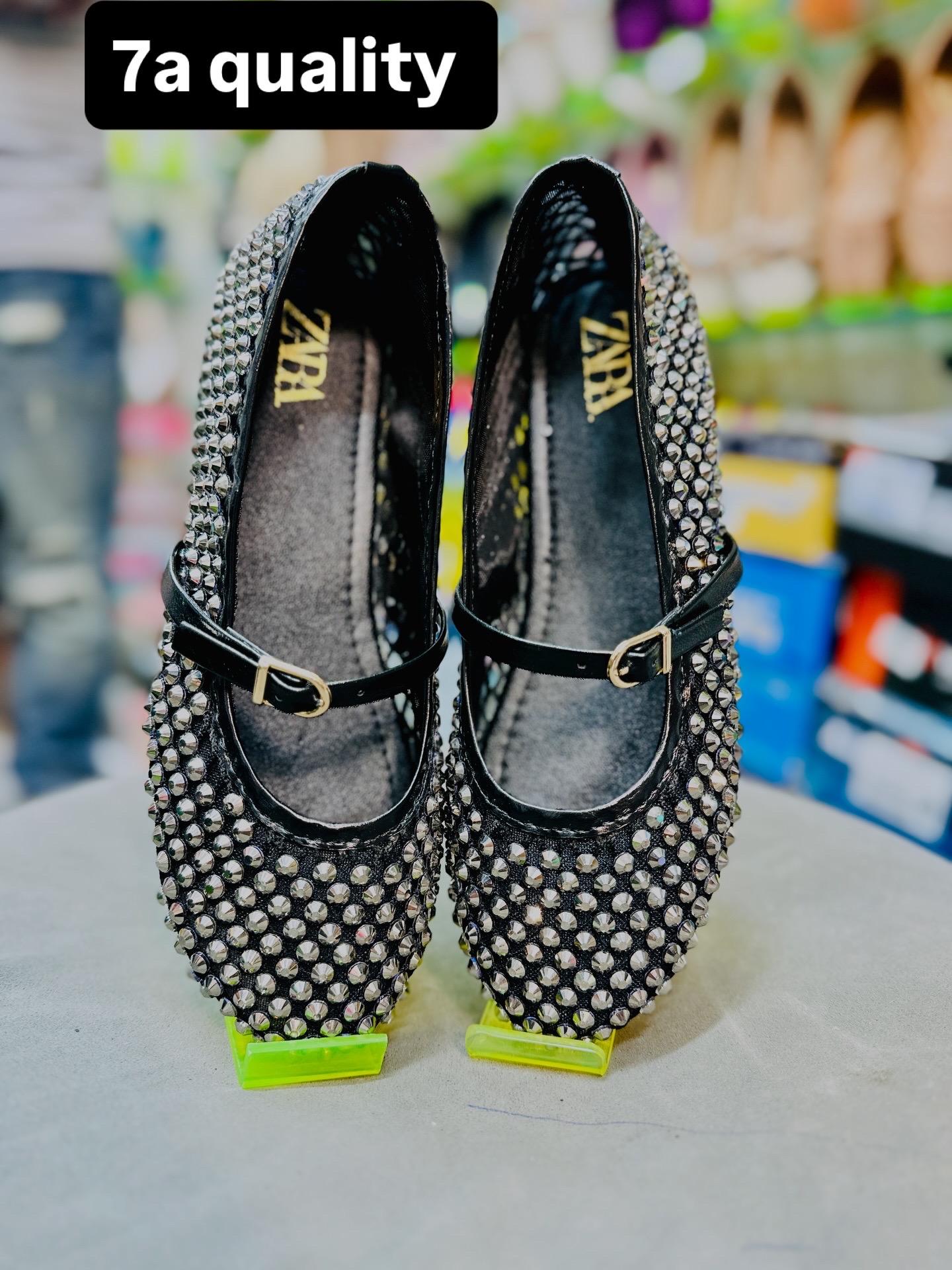 Zara glitter ballet flats with a side buckle fastening.