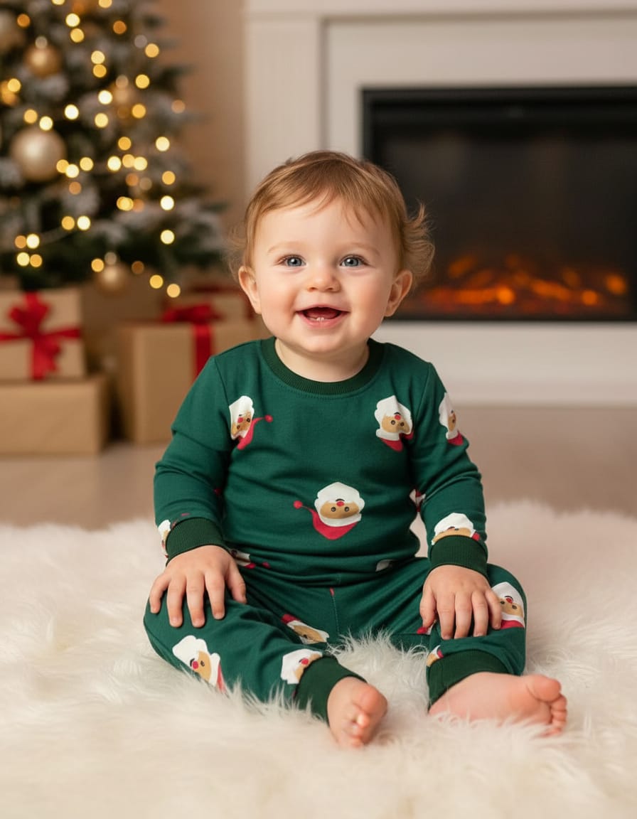 Festive Santa Baby Pajama Set