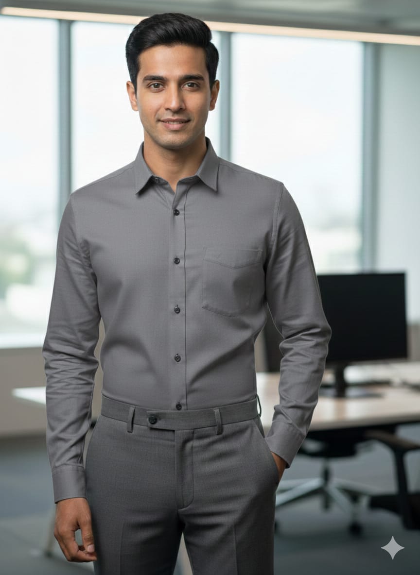 Men's Formal Cotton Grey Cut Shirt | Office Wear | Professional Wear 