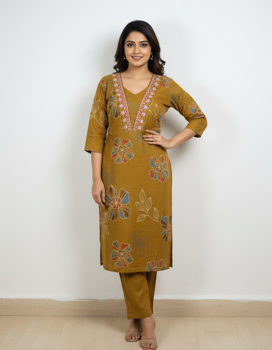 Embroidered Floral Kurta Set