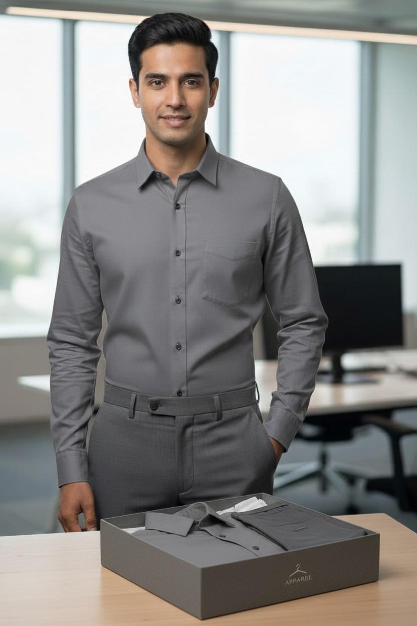 Men's Formal Cotton Grey Cut Shirt | Office Wear | Professional Wear 