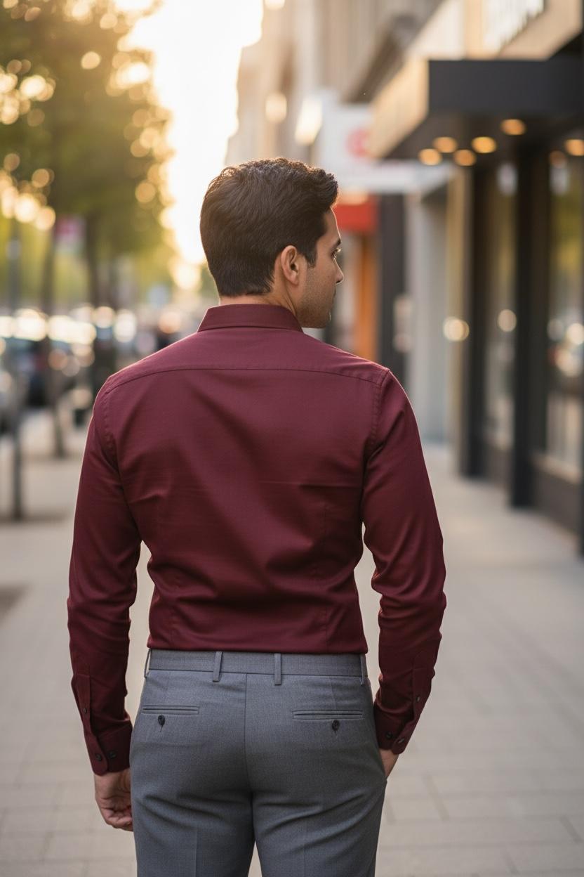 Men's Formal Maroon Cotton Cut Shirt | Office Wear | Professional Wear