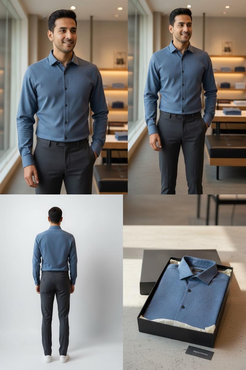 Men's Classic Cotton Stripped Blueish Gray Shirt | Office Wear | Professional Wear | Event Wear 