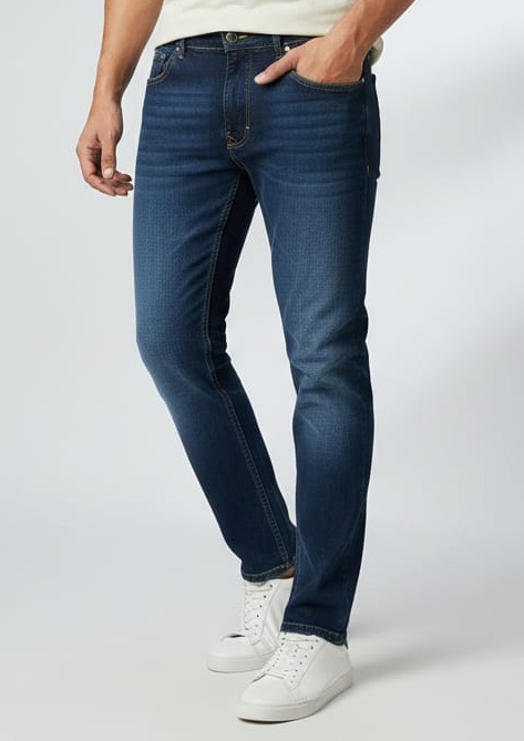 J & J Men's Regular Fit Mid Rise Jeans