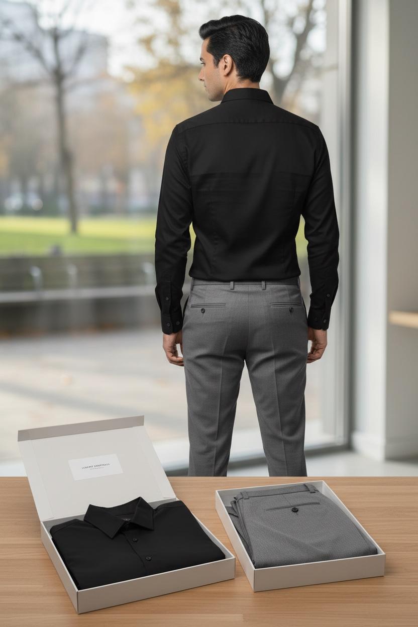 Classic Men's Formal Cotton Black Shirt