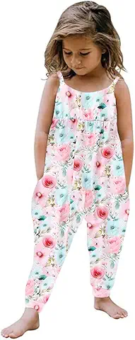 Girls' Floral Print Sleeveless Jumpsuit