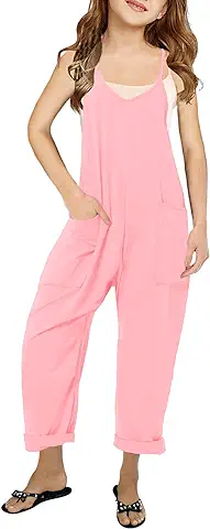 Girls' Pink Casual Jumpsuit