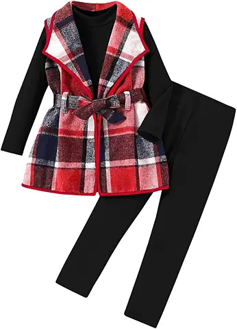 Girls' Plaid Vest and Pants Set