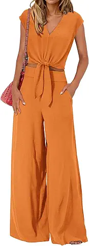 Women's Orange Wide Leg Jumpsuit
