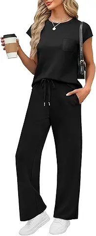 Women's Black Casual Two-Piece Lounge Set