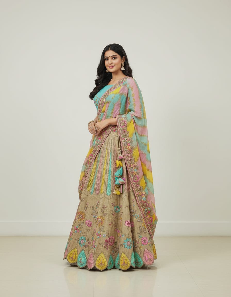 Pastel Embroidered Lehenga Choli