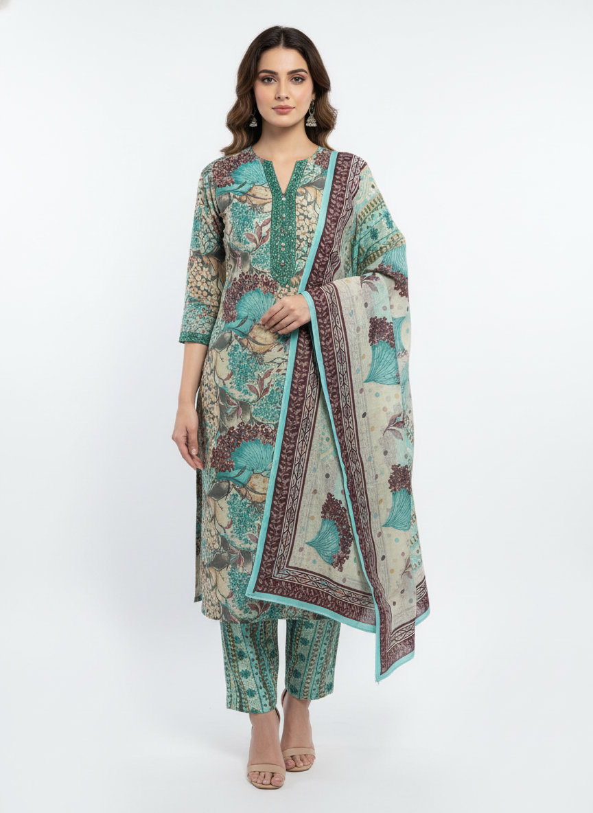 Floral Printed Cotton Suit Fabric