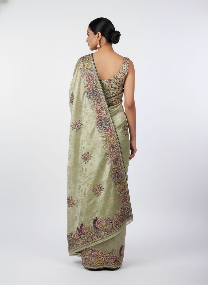 Embroidered Silk Saree