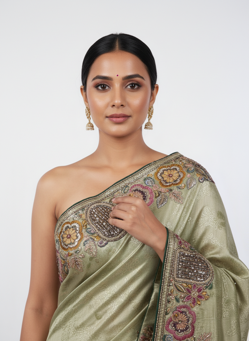 Embroidered Silk Saree