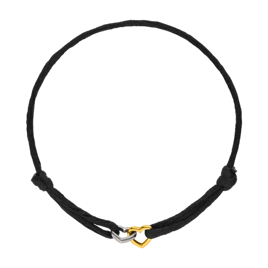 Juoda apyrankė su širdelės pakabuku