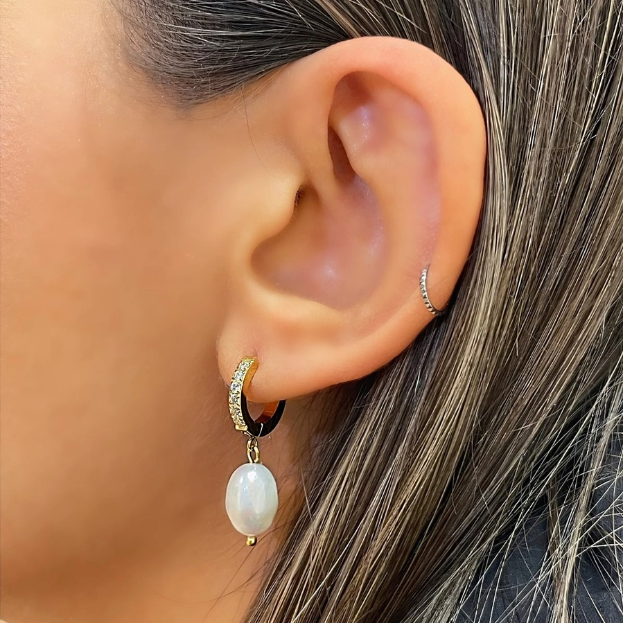 Paauksuoti auskarai su perlais