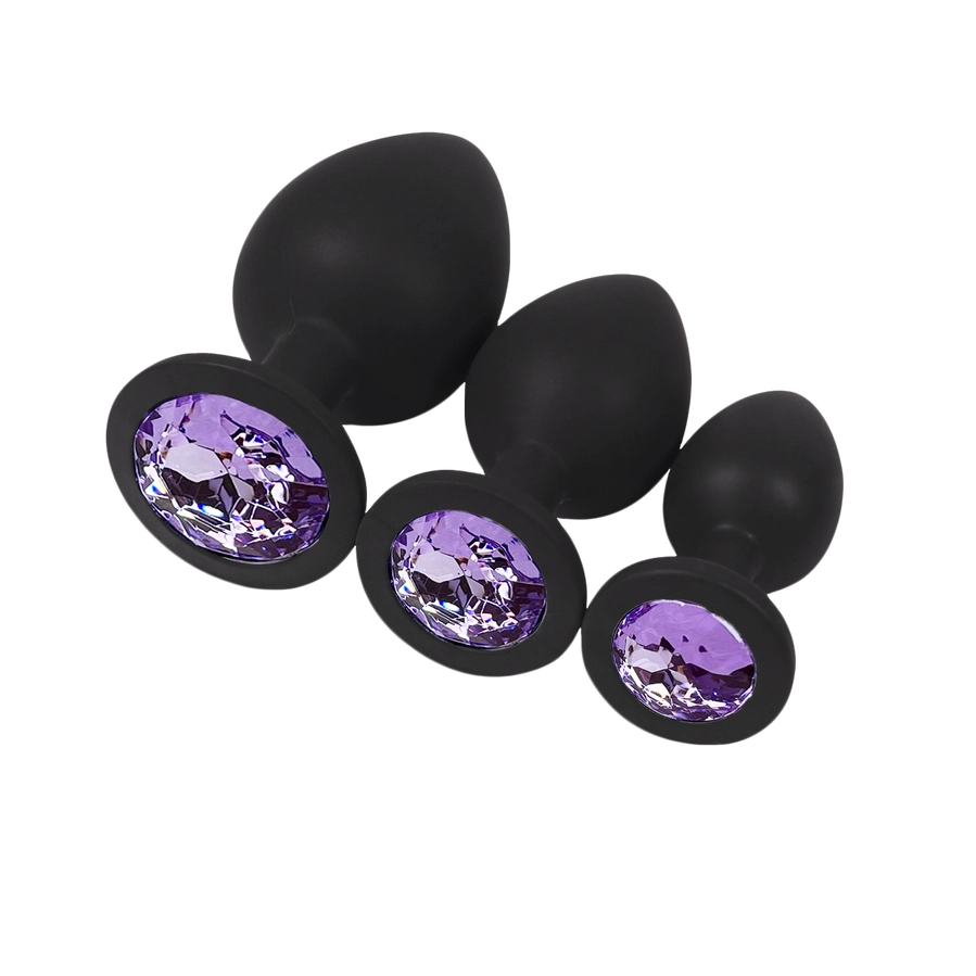 Juodo silikono analinių kaiščių rinkinys