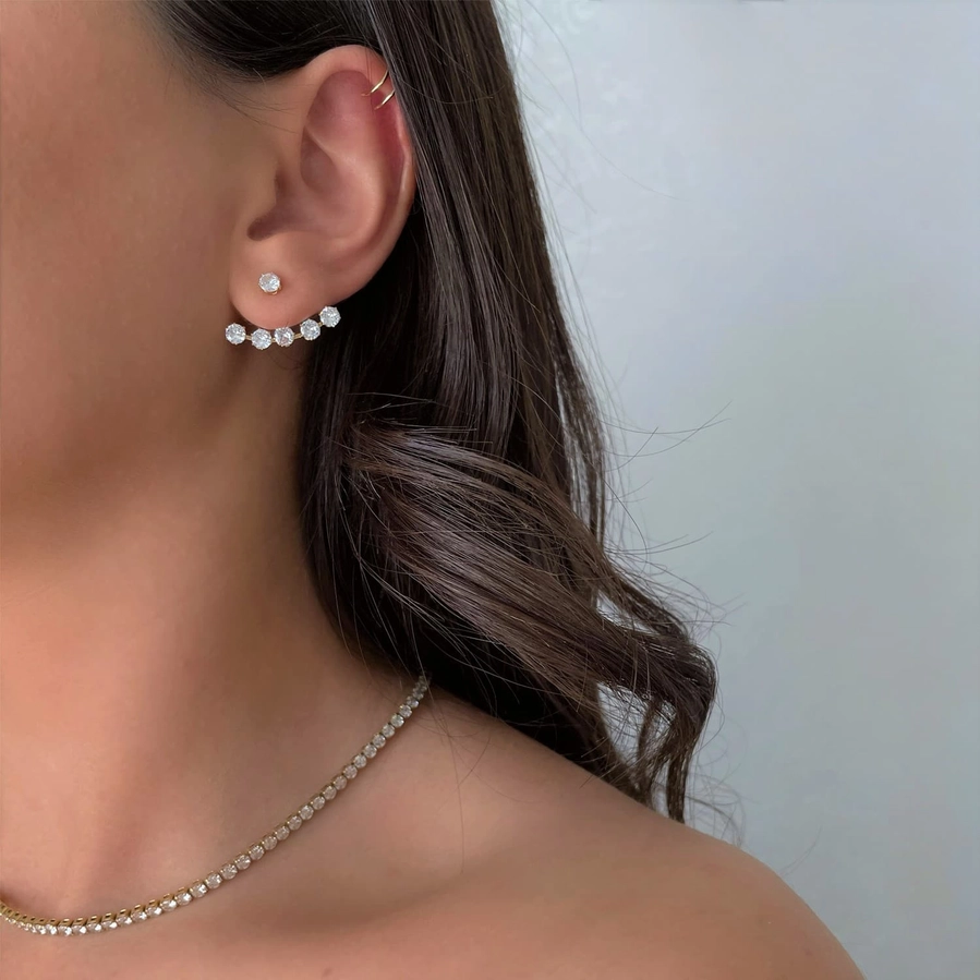 Paauksuoti auskarai Rania su cirkoniais