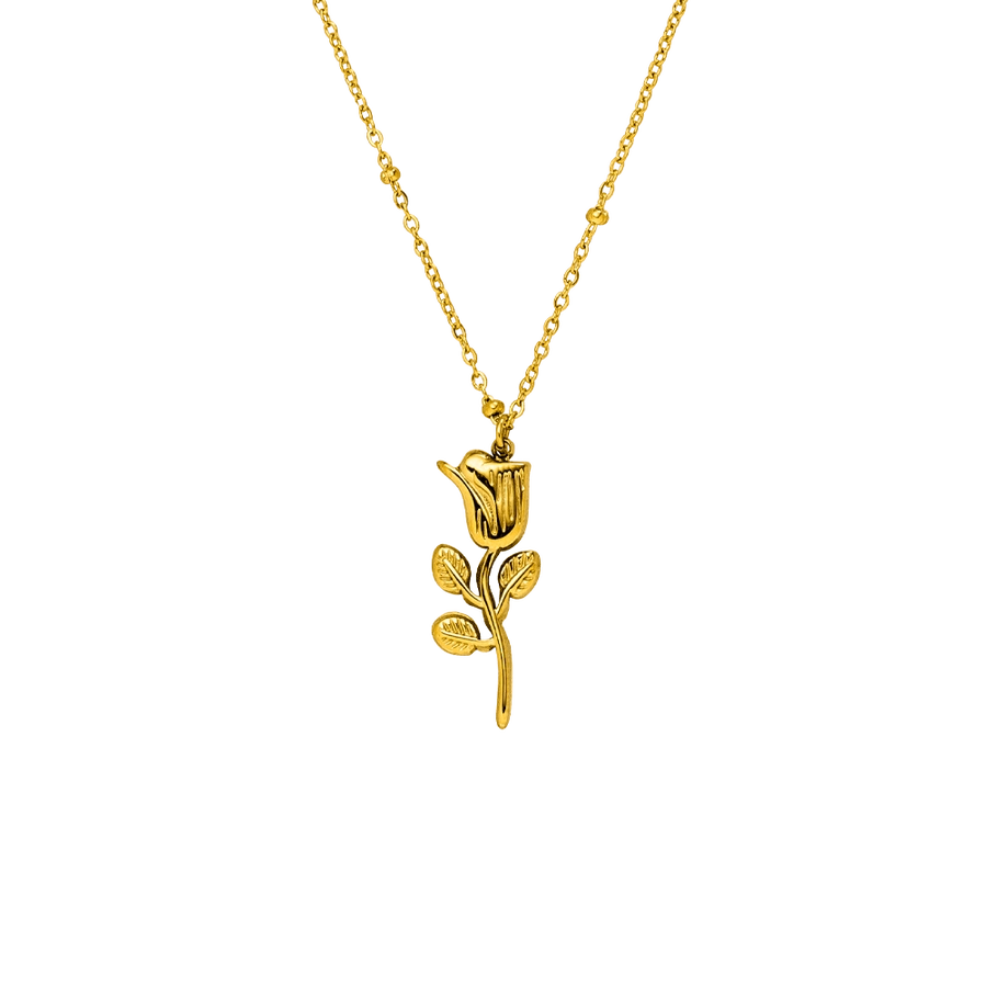 Paauksuota grandinėlė su rožės pakabuku