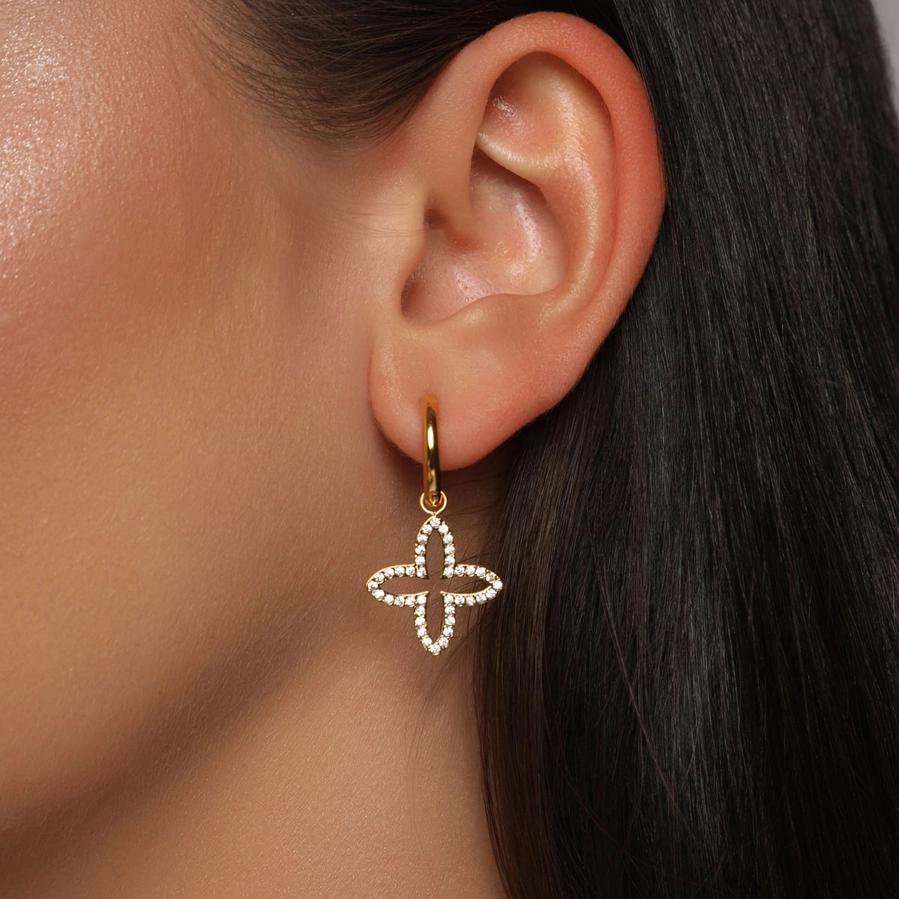 Paauksuoti auskarai su lotoso pakabuku