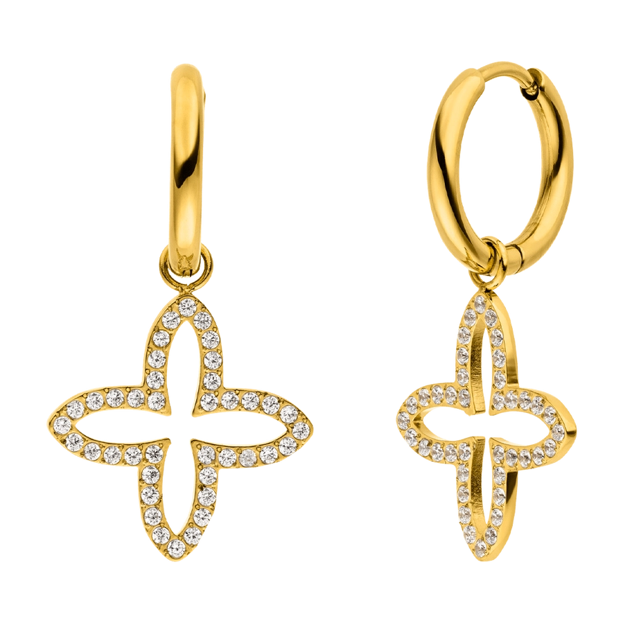 Paauksuoti auskarai su lotoso pakabuku