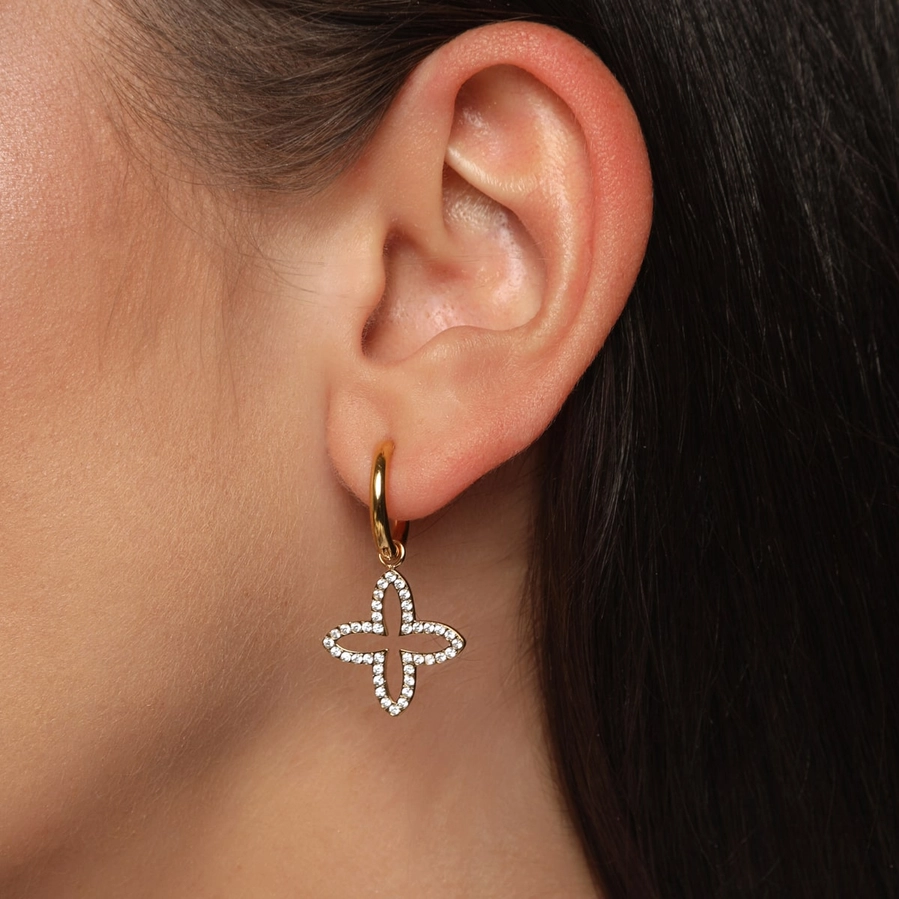 Paauksuoti auskarai su lotoso pakabuku