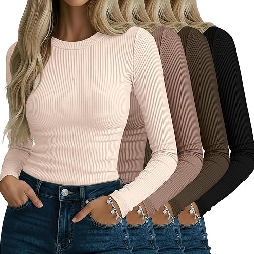 Women's ribbed long-sleeved shirt