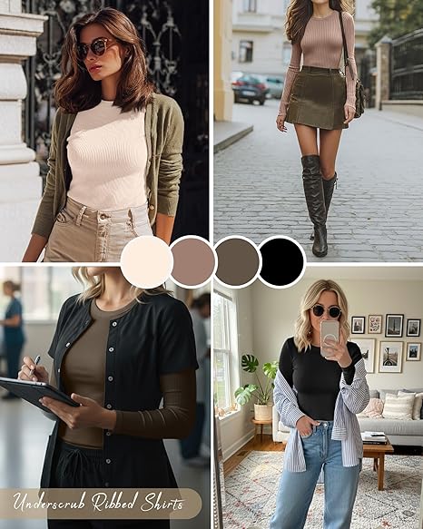 Women's ribbed long-sleeved shirt