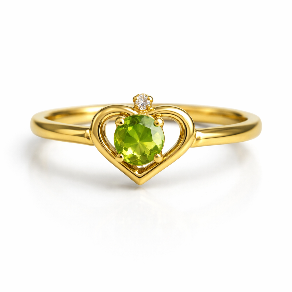 แหวนทองหัวใจประดับเพอริโดต์