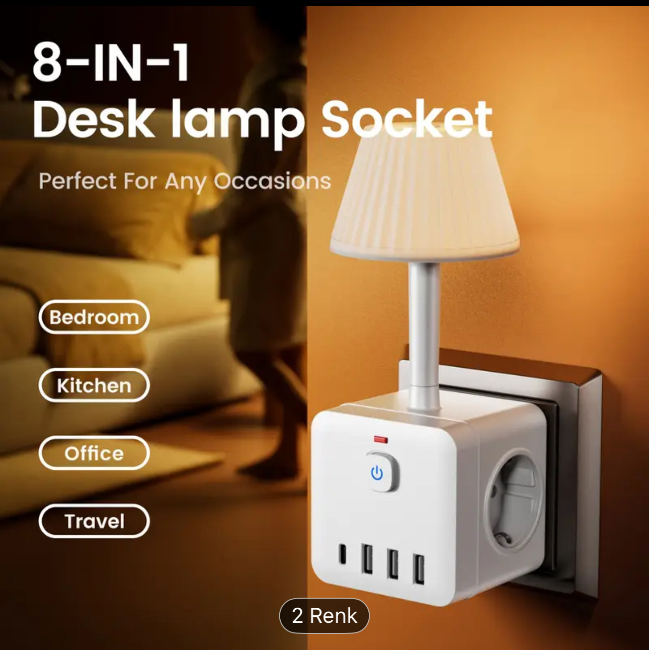 8-in-1 masa lambası priz