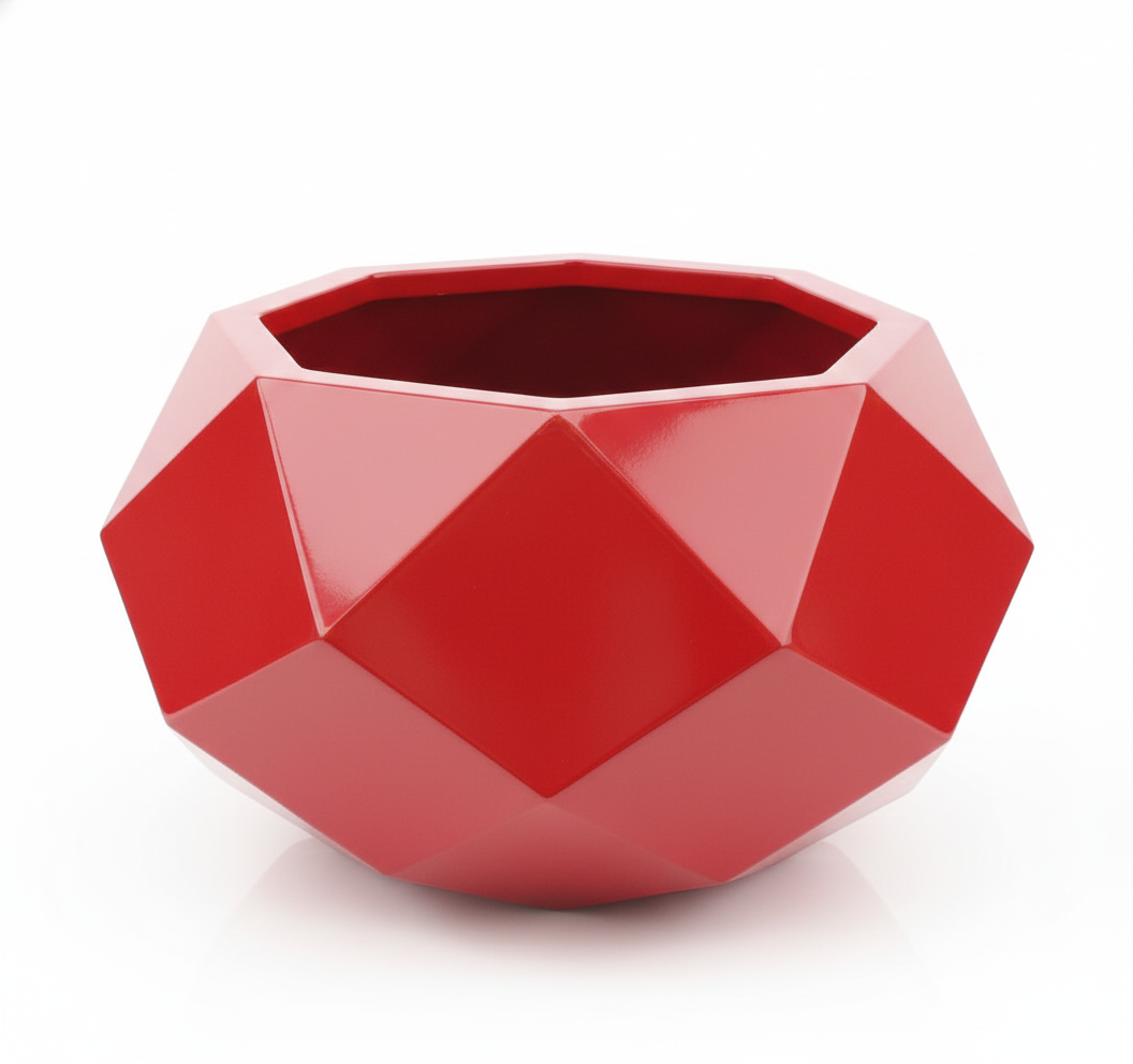Kırmızı geometrik saksı