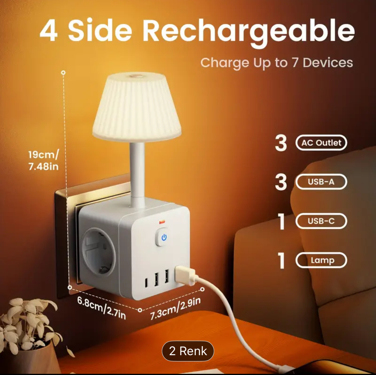 8-in-1 masa lambası priz