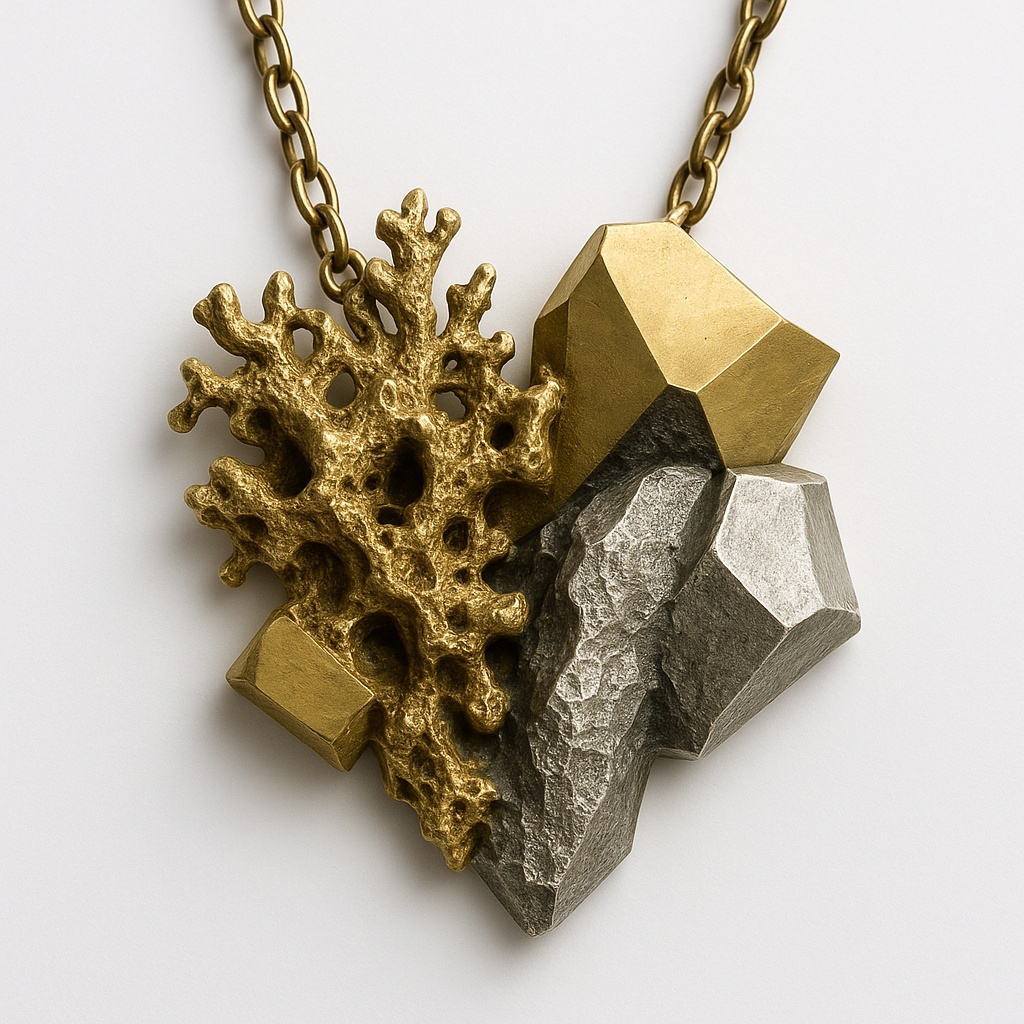 Geometric Coral Pendant Necklace