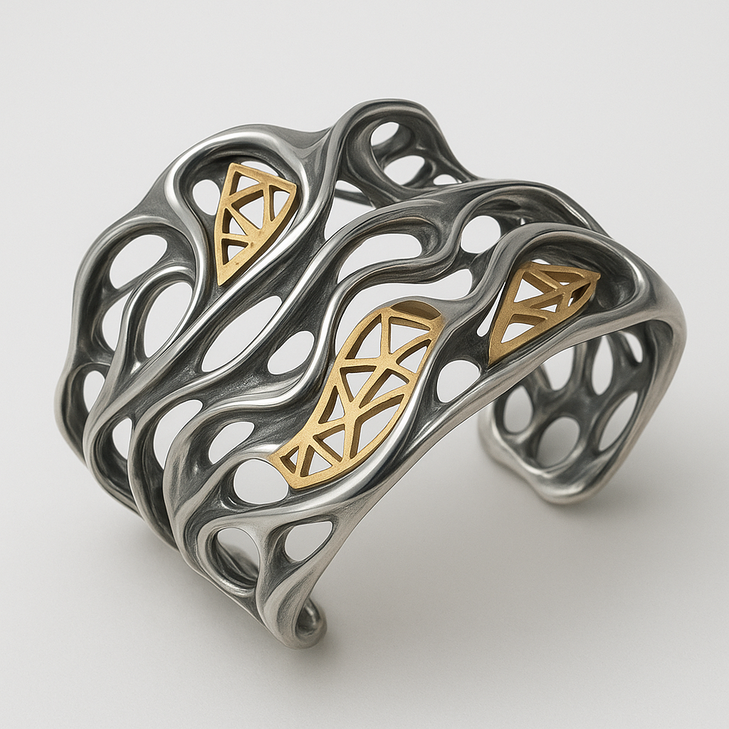 Artisan Silver and Gold Cuff Bracelet