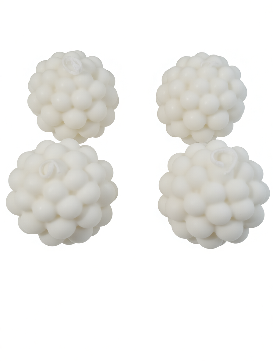 Decorative Ball Shaped Candle, White, Scented, Sphere Design, 4pcs